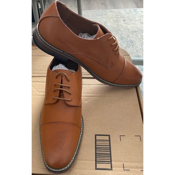 Mens Vostey Brown Leather Oxford Dress Shoes Size 14 With Cap Toe Design & Comfo - Picture 3 of 5